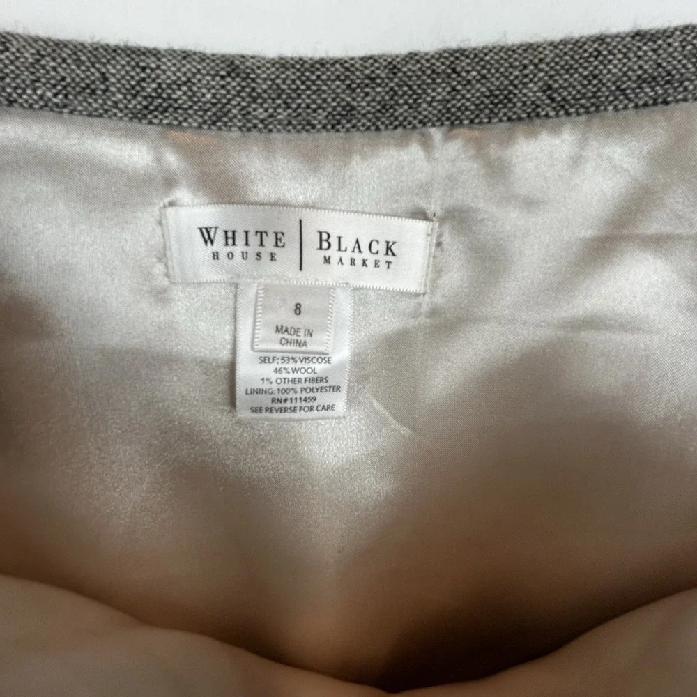 WHBM Suit Skirt Womens 6 8 Tweed 3 Button Gray Office Career Professional Read